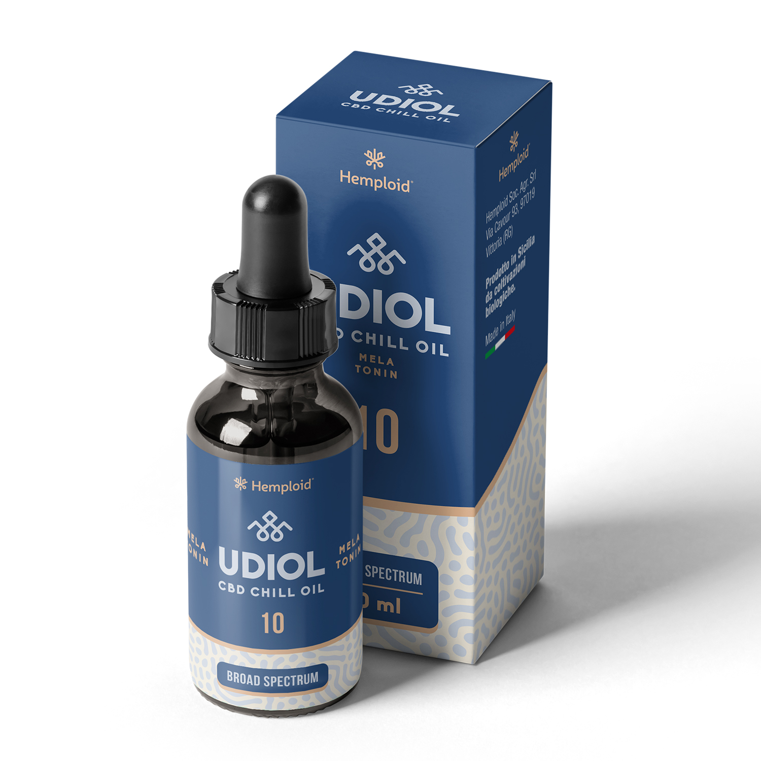 boccetta e scatola di udiol sleep oil 10%