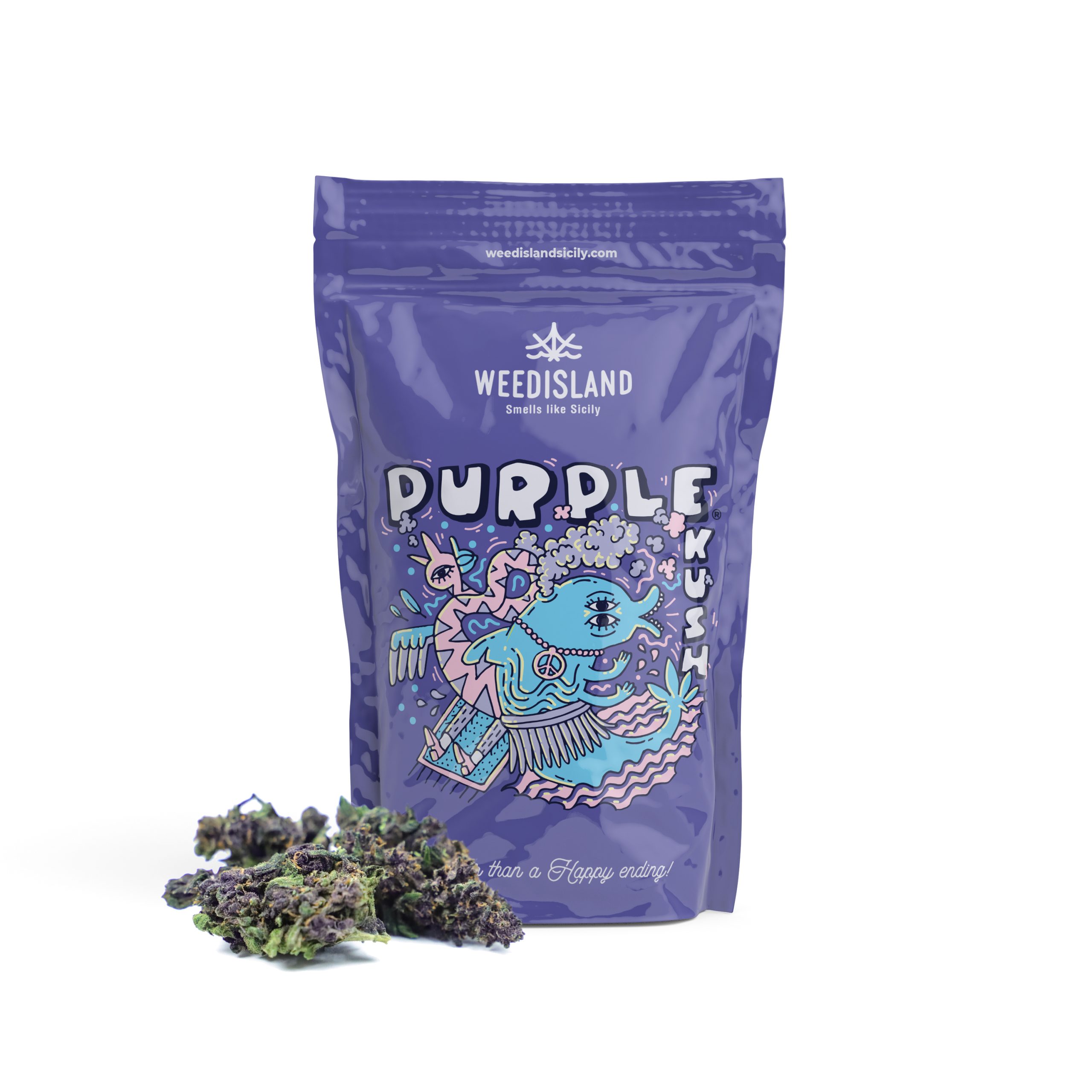 bustina che contiene l'infiorescenza purple